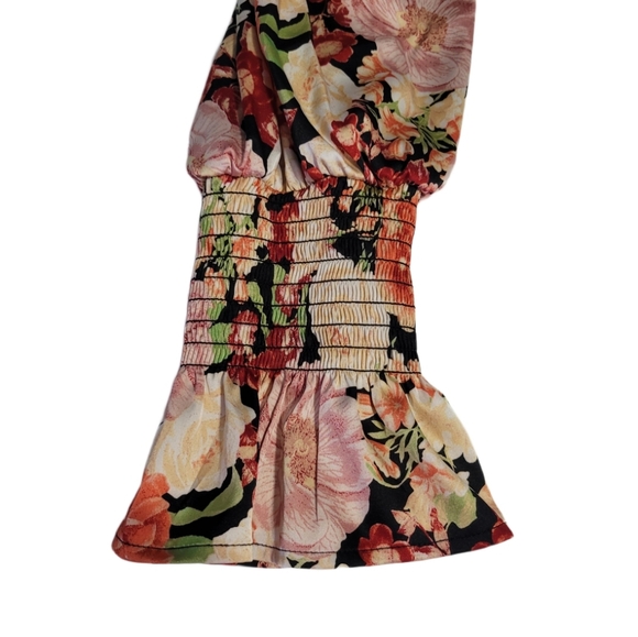 INC Emma Garden Women's L Smocked Ruffle Long Sleeve Peplum Top Multicolor - Picture 10 of 12